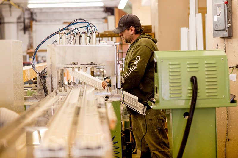 Cutting the profile on a mitre saw